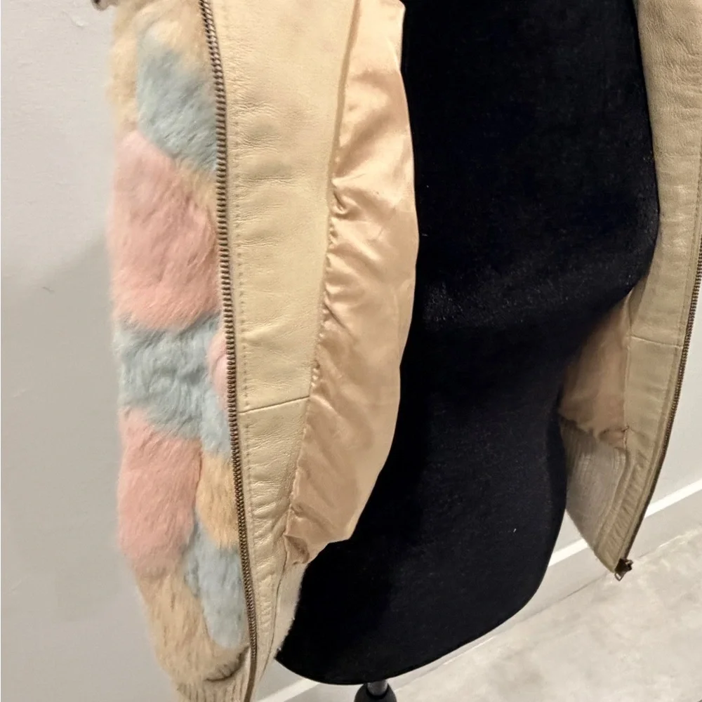 Colorful Teddy Jacket genuine, rabbit fur, multicolored coat - Picture 10 of 12